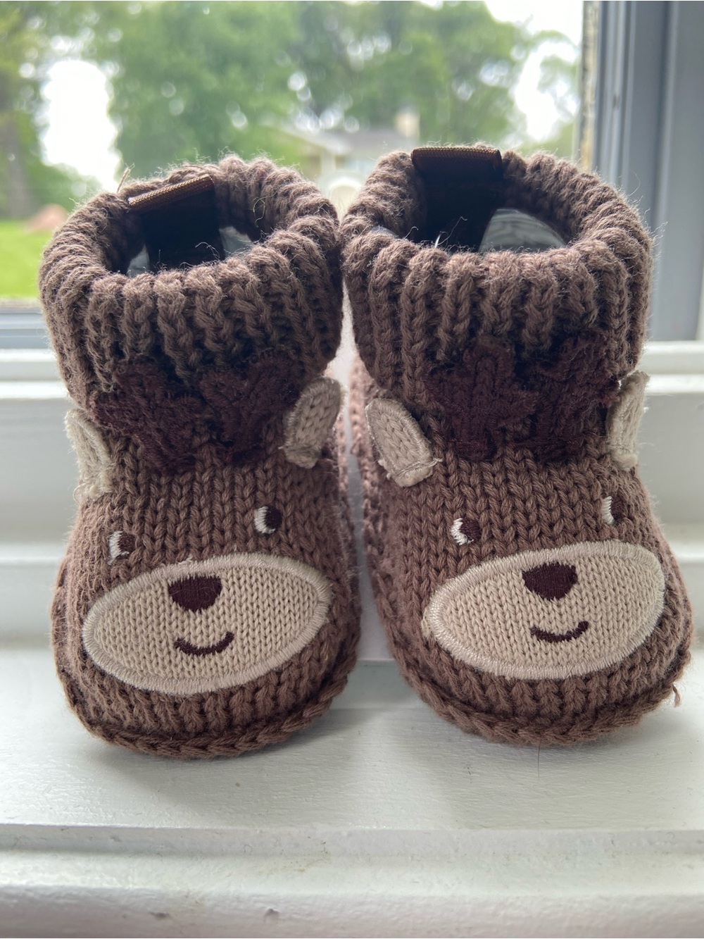 Vintage Carter's Brown Knit Deer Baby Booties